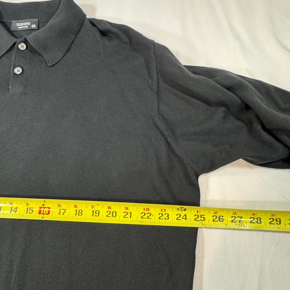 Toscano Long Sleeve Knit Polo Sweater Made in Italy Men's XLT‎ Black Luxury - Picture 5 of 8